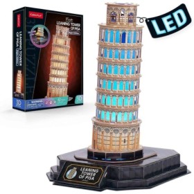 Marile Arhitecturi ale lumii Puzzle 3D Turnul din Pisa editie luminoasa 42 piese